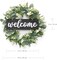 Wreath for Front Door 16 Inch Eucalyptus Leaves Wreath Green Leaves Wreath with Welcome Sign Door Wreath Spring Summer Wreath for Farmhouse Home Porch Indoor Outdoor Decor (Black)